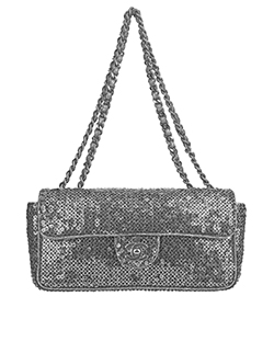 Small Classic Flap Bag, Sequin, Silver, 11654951, DB